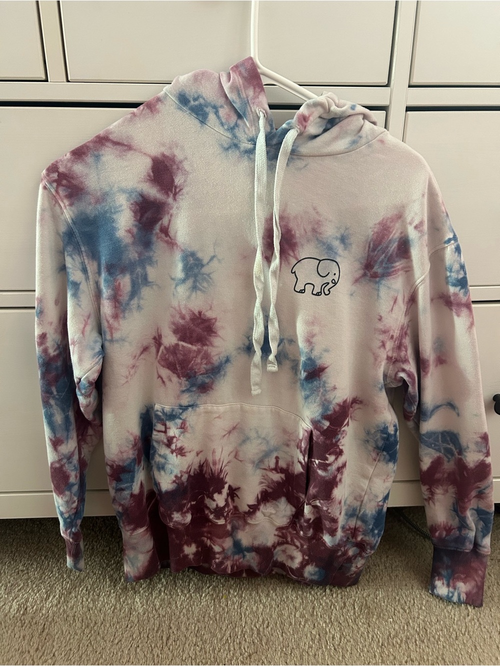 ivory ella Tie-Dye Hoodie in Blue and Burgundy
